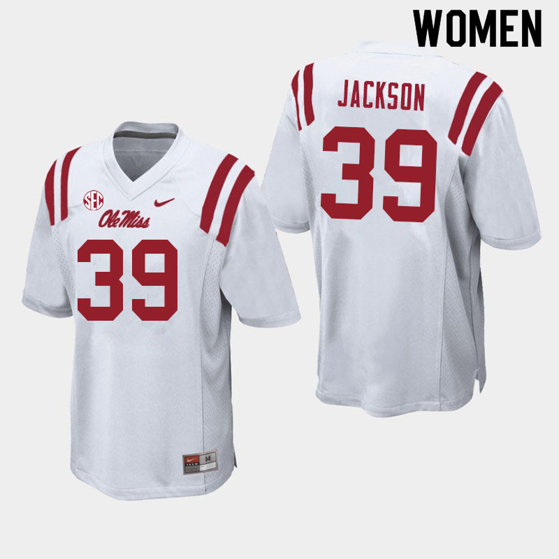 Dink Jackson Ole Miss Rebels NCAA Women's White #39 Stitched Limited College Football Jersey SDS1058MD